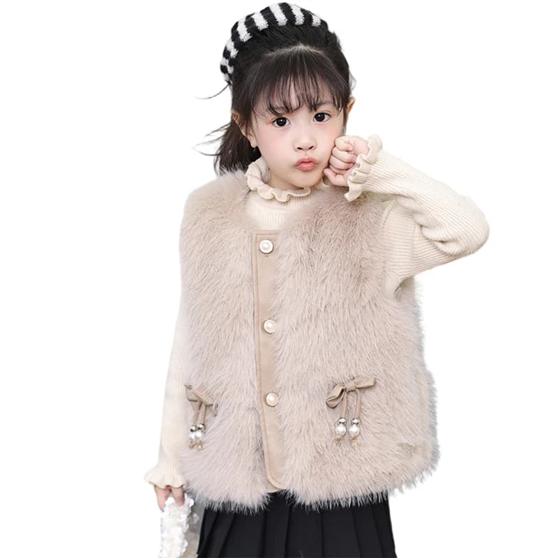Gilet en fausse fourrure pour enfants, haute couture, pour petites filles, vêtements d'automne, vest