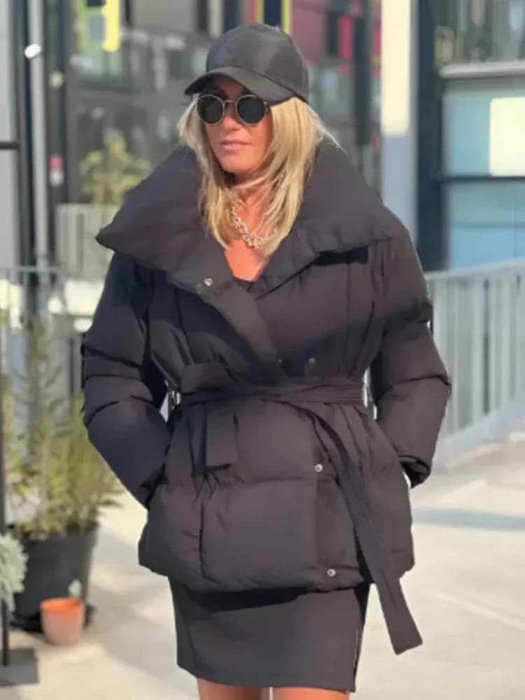 Doudoune d'hiver pour femme col montant taille cintrée vestes rembourrées minces automne 2025 mantea