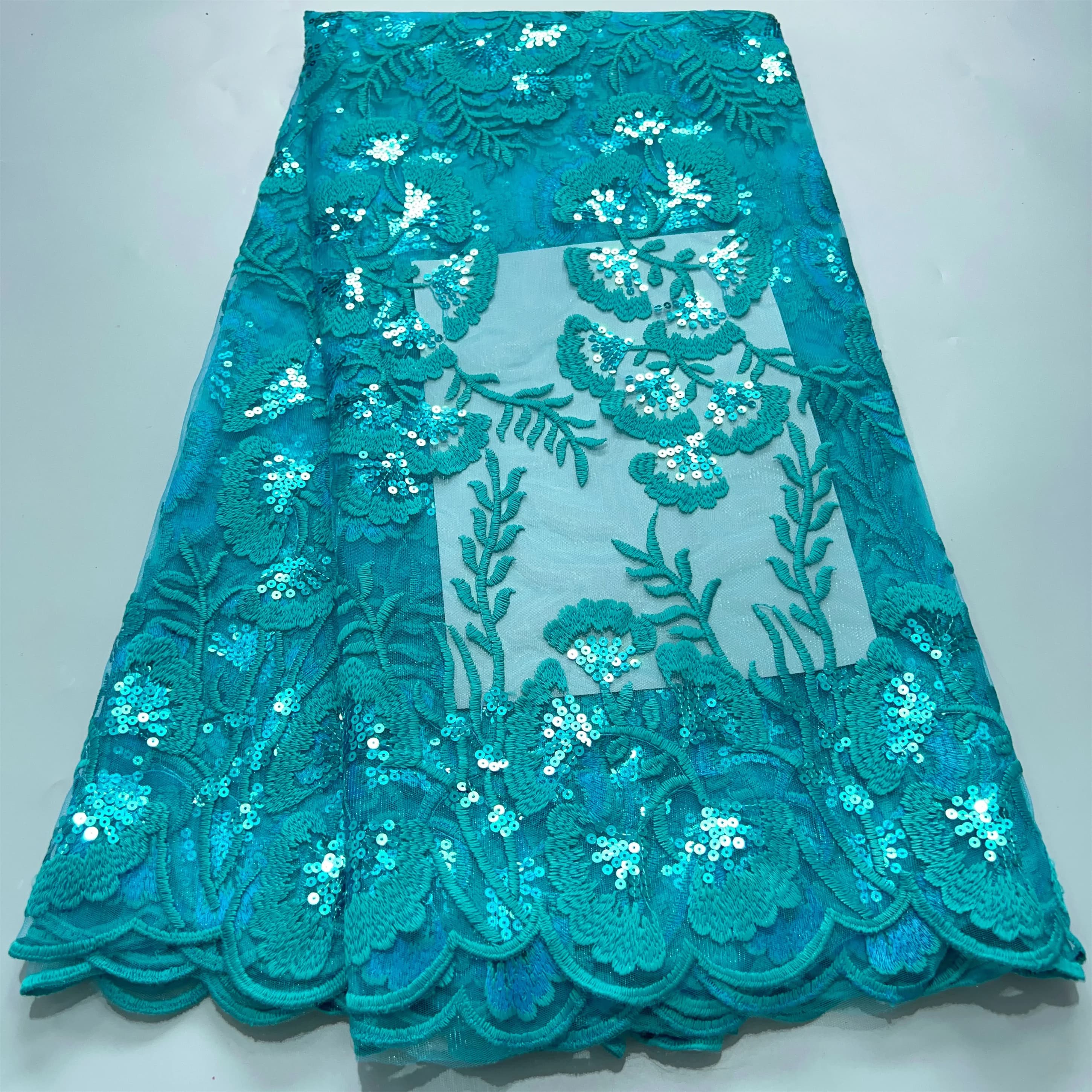 Tissu africain en maille de dentelle pailletée pour femme, filet brodé, robe élégante française, cou