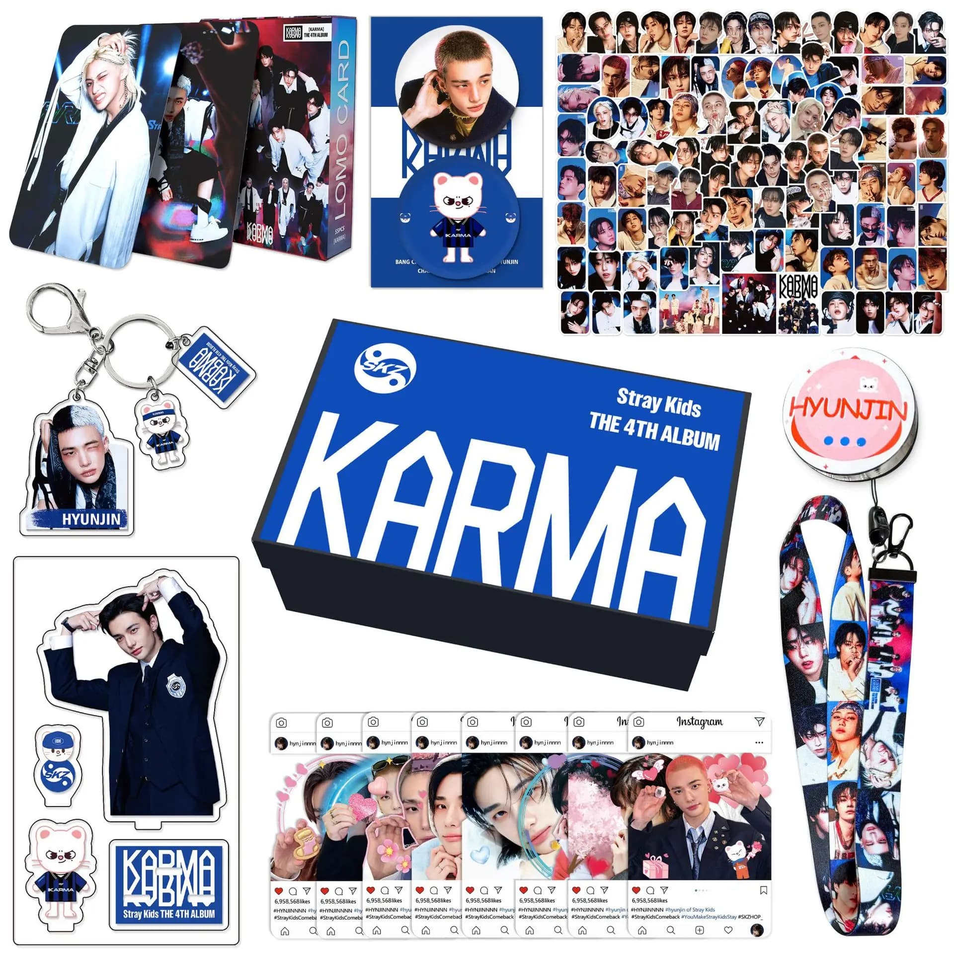NOUVEAU KPOP Stray Kids, Kit de soutien KARMA, Photocard, Porte-clés, Ensemble d'autocollants, Cadea