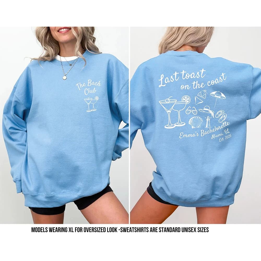 Sweat-shirt pour femmes, dernier Toast sur la côte, plage, enterrement de vie de jeune fille, pull d