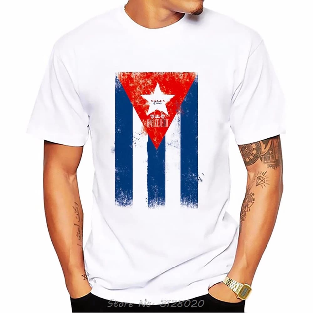 Cuba drapeau cubain conception T-shirt t-shirts été nouveau blanc décontracté T-shirt homme à manche