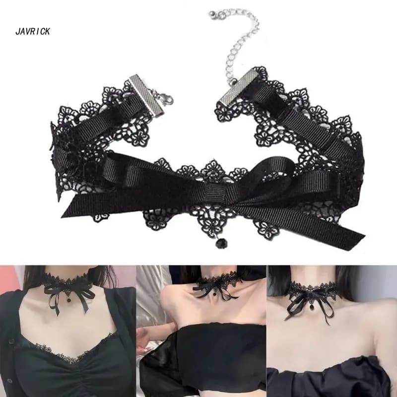 Collier ras du cou en dentelle noire, élégant, style gothique, Vintage, chaîne courte, bijoux à la m