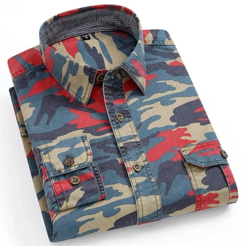 CamSolomon-Chemises à manches longues pour hommes, Vêtements de travail décontractés, 100% coton, Ex