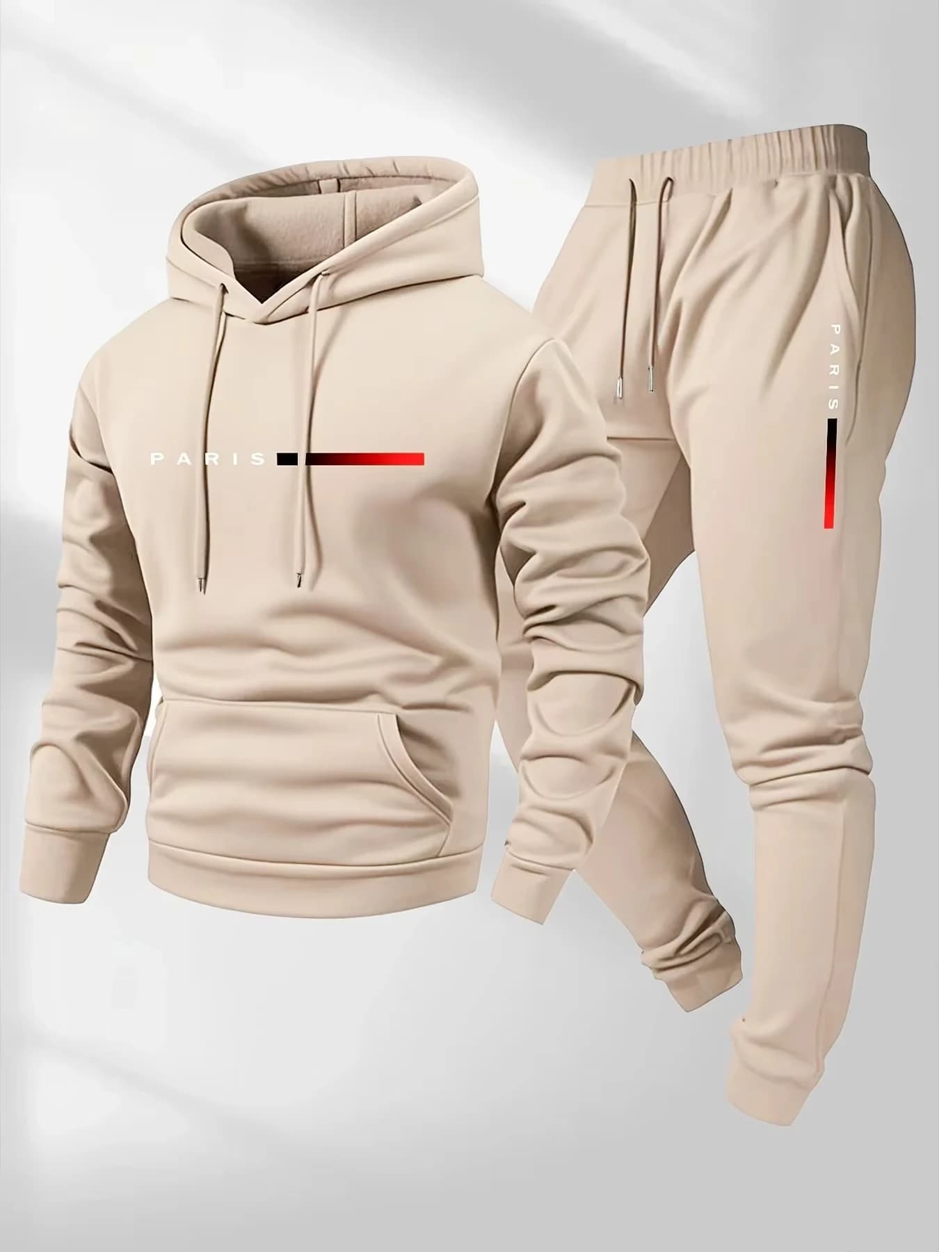 PARIS lettre impression sweat costume hommes polaire à capuche pantalon ensemble printemps automne h