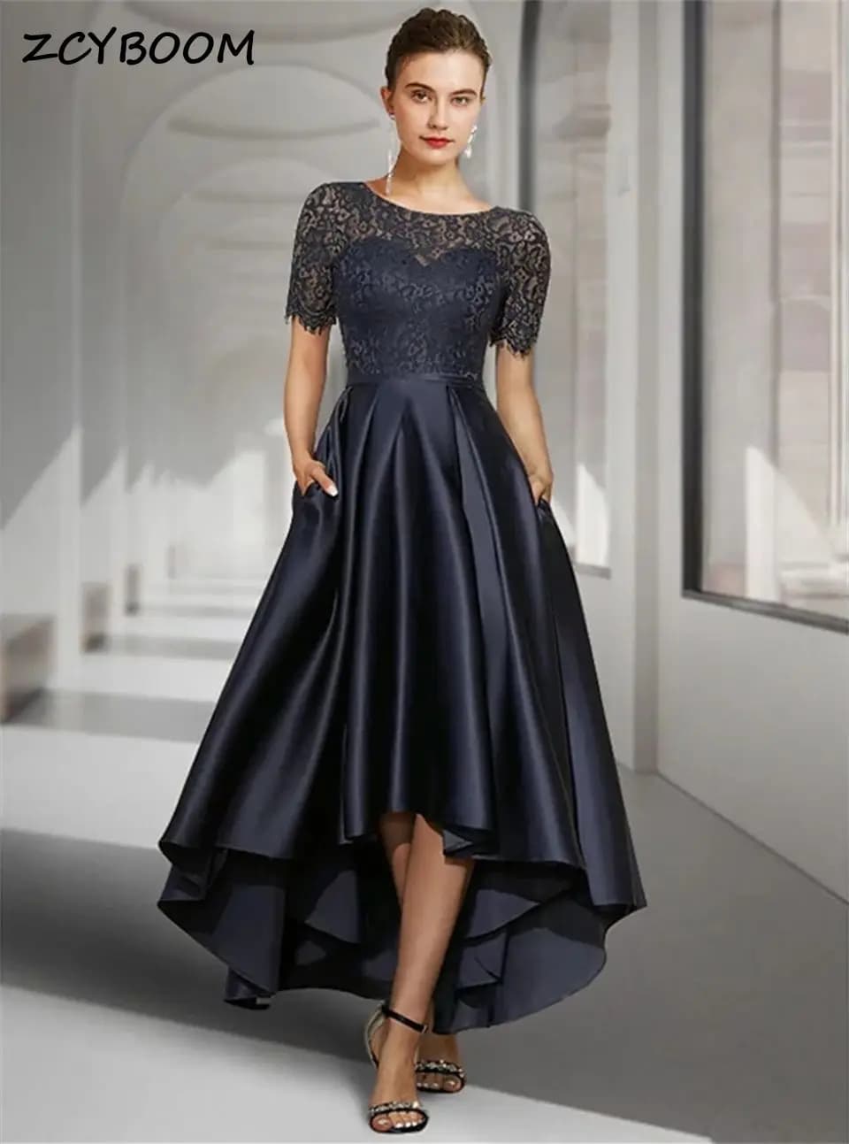 Robes de soirée sexy à col cœur et une épaule, avec appliques, fente haute, sans manches, traîne de 