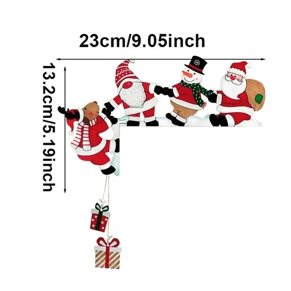 Décor de cadre de porte de Noël en bois, père Noël, coin de porte, bonhomme de neige, renne, signe d