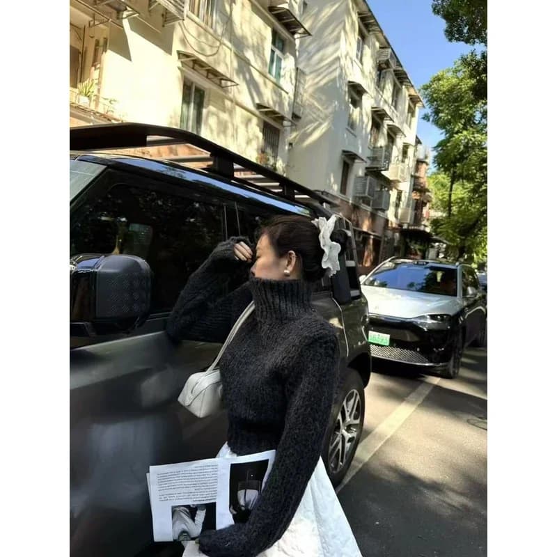 2025 nouveau pull tricoté à col haut pour femmes, nouveau Style d'hiver à la mode et élégant, haut p
