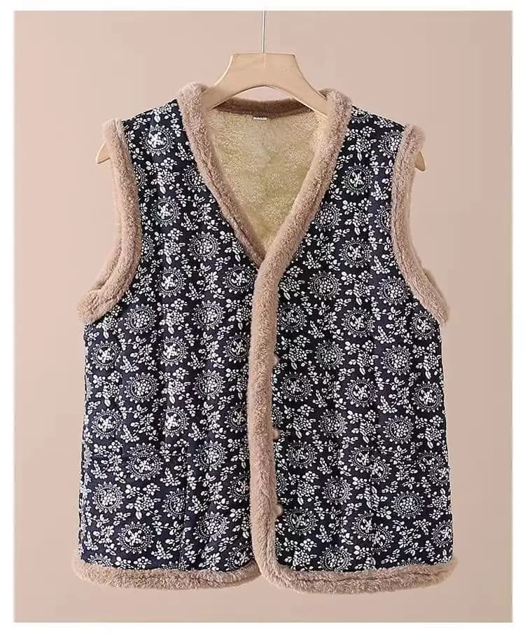 Gilet en polaire épais pour femmes, veste à doublure intérieure chaude pour personnes d'âge moyen et