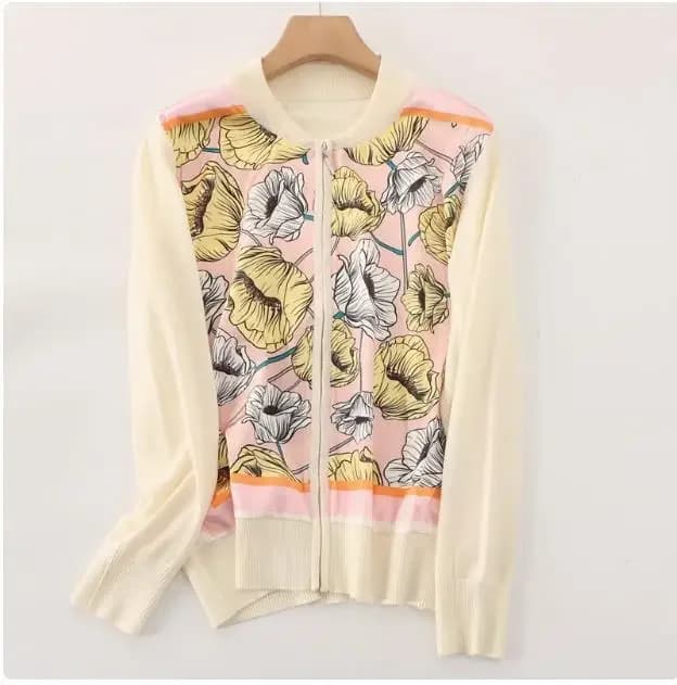 Cardigans en tricot fin pour femmes, Vintage imprimé, printemps automne