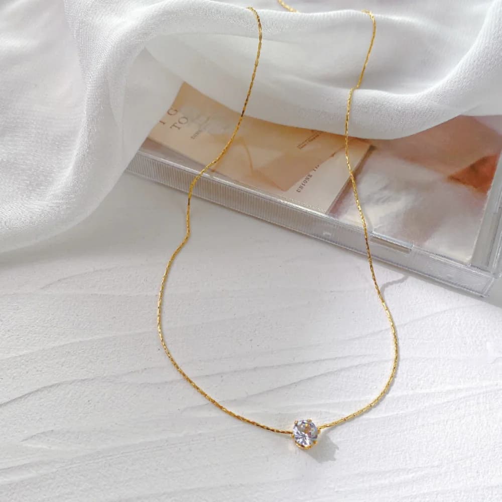 Collier rond en acier inoxydable plaqué or pour femmes, breloque minimaliste en Zircon, chaîne Anti-