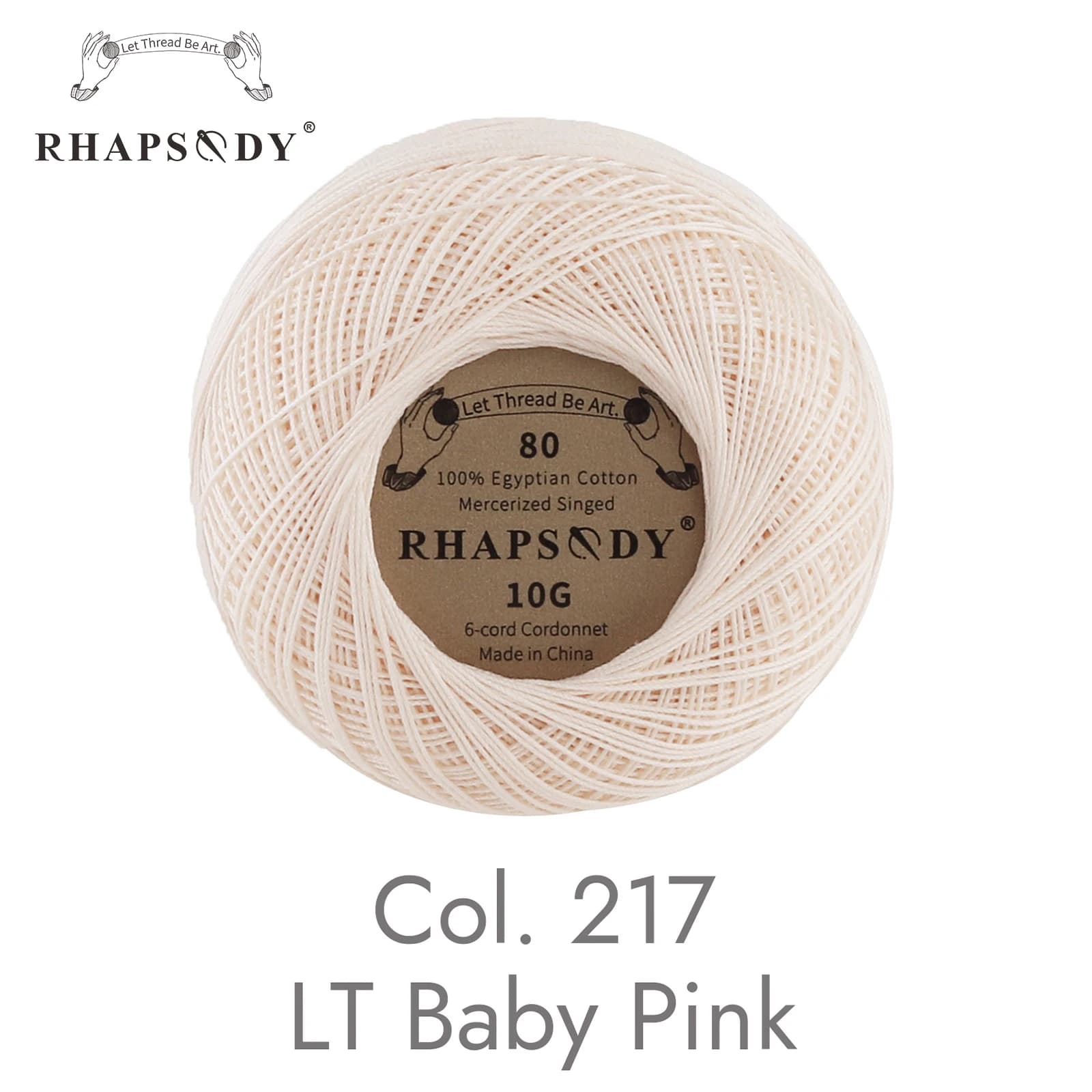 Fil mercerisé doublement brûlé 100% coton égyptien Rhapsody Taille 80, 10G, 184 yards, pour toutes l