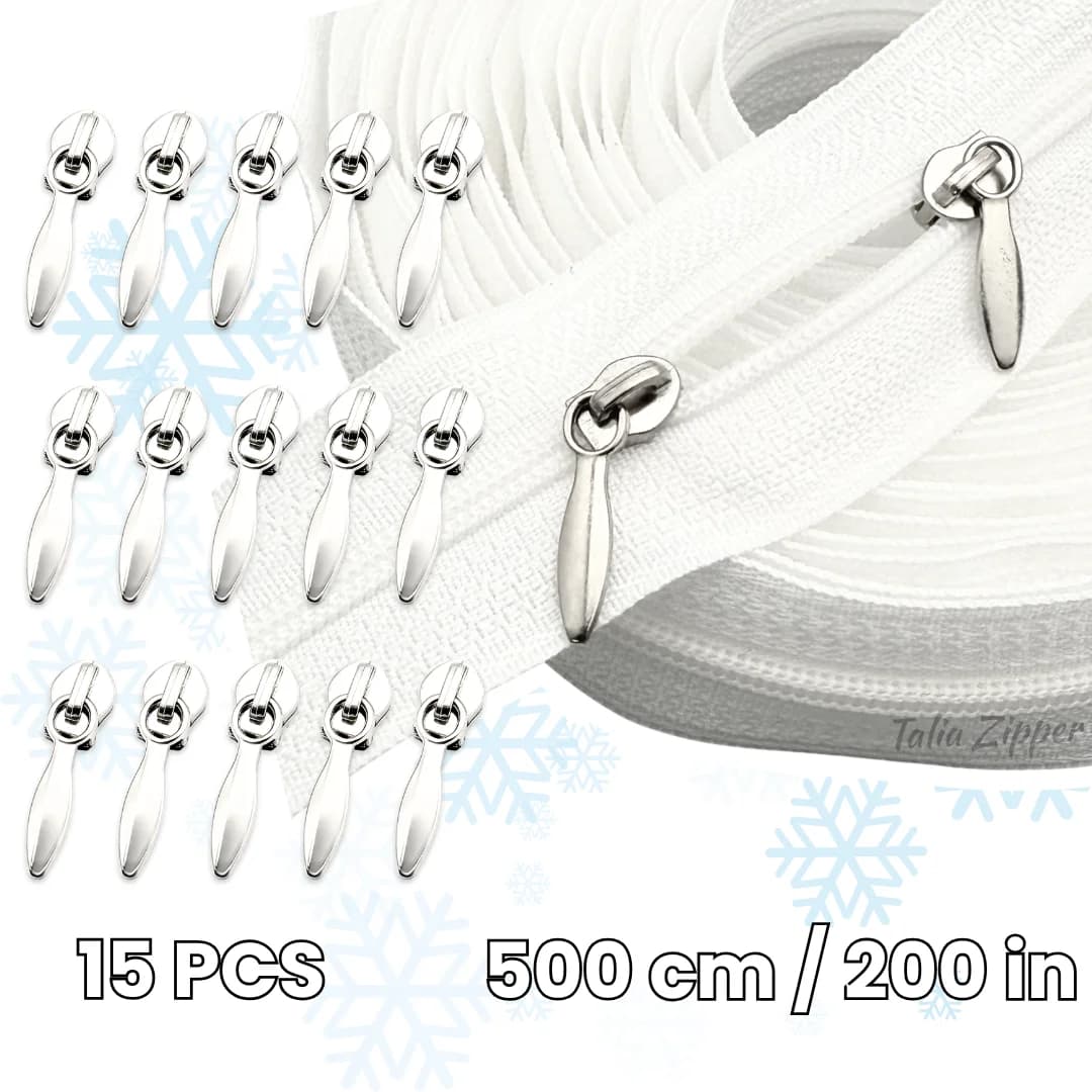 5 mètres # 3 fermetures éclair en nylon avec 15 curseurs, durables et faciles à installer, idéales p