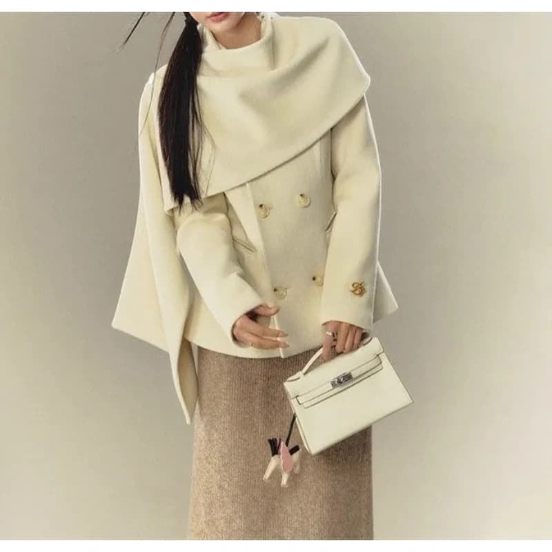 Manteau châle de tempérament haut de gamme automne et hiver nouveau manteau de laine chaud épaissi