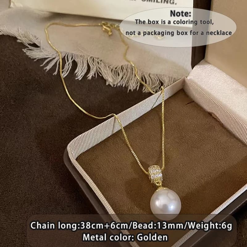 Chaîne de luxe plaquée or 18 carats, pendentif en perles, accessoires élégants pour femmes, chaîne d