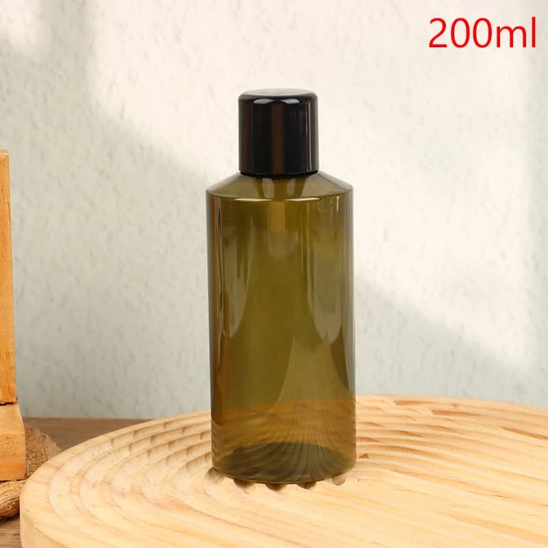 Bouteille à presser en plastique de 50/75/100/150/200ml, avec bouchon à bouton, bouteille de shampoi