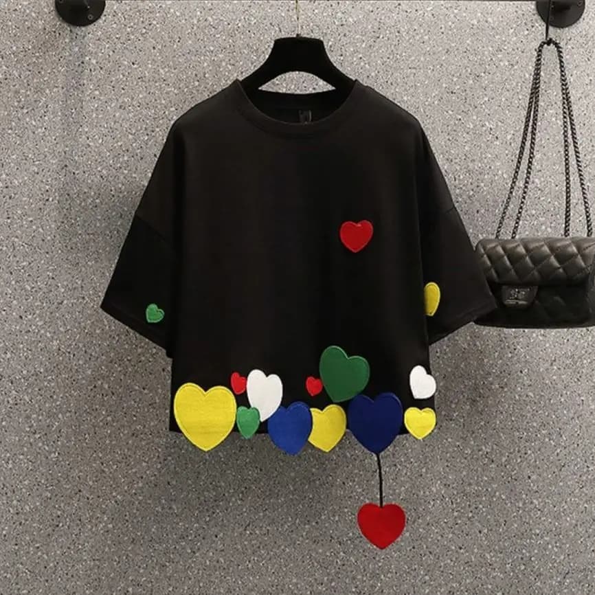 T-shirt à manches courtes et col rond pour femme, pull ample et décontracté, à la mode, en coton, as