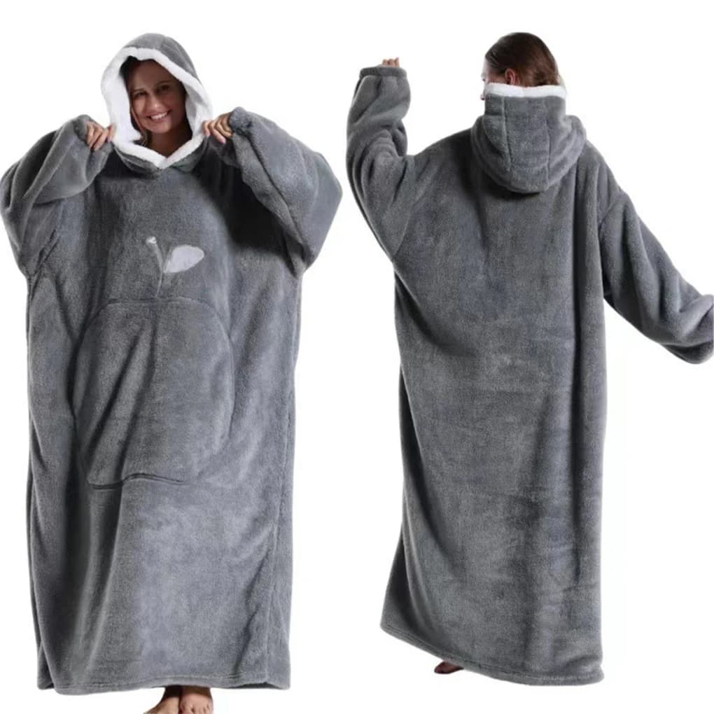 Pull à capuche d'hiver, couverture portable unisexe surdimensionnée avec manches, grande poche, chau