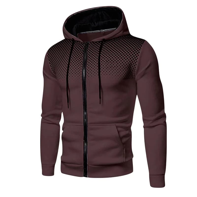 Sweat à capuche zippé pour homme, imprimé motif vague, coupe ajustée, décontracté, pour l'extérieur,