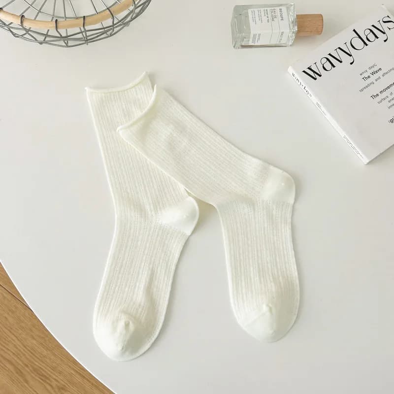 Chaussettes pour femmes en maille fine, nouvelle collection été, couleur bonbon, ajourées, amples, d