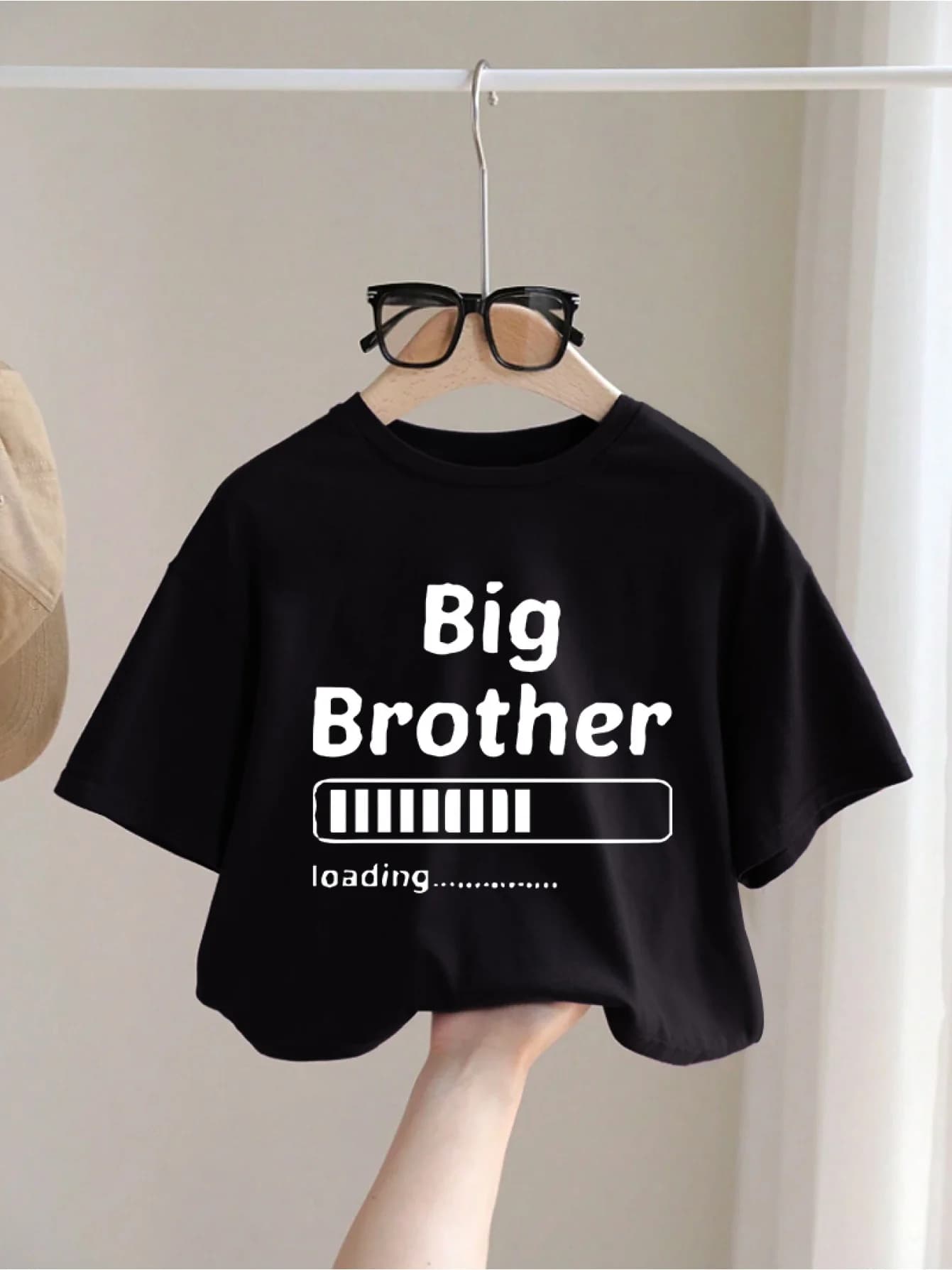 Vêtements pour enfants mignons et amusants, t-shirt graphique « Big Brother » imprimé créatif, hauts