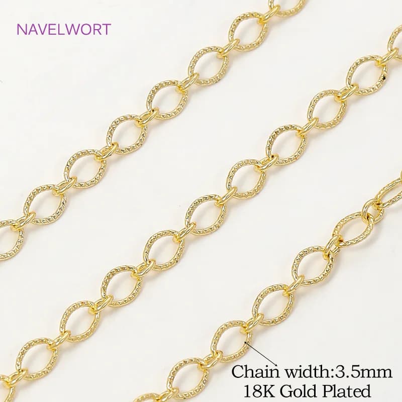 Chaîne décorative ovale plaquée or 18 carats pour bijoux, chaîne en métal pour travaux d'aiguille, r