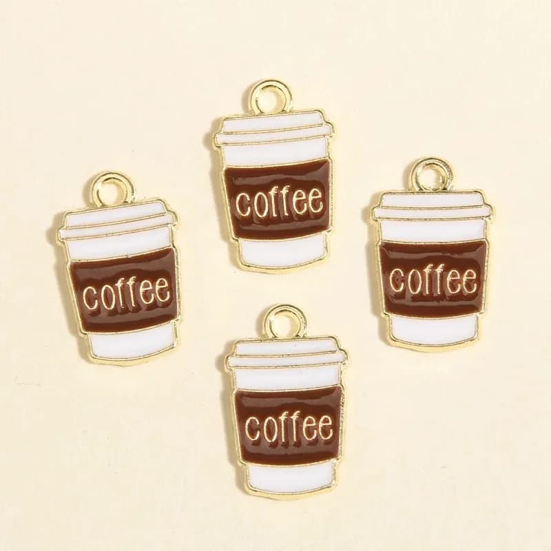 Breloques en émail pour tasses à café, pendentifs en or plaqué pour la fabrication de bijoux, cadeau