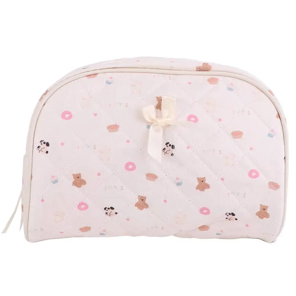 Sac à cosmétiques portable pour femmes, motif ours mignon, sac de rangement pour maquillage, léger, 