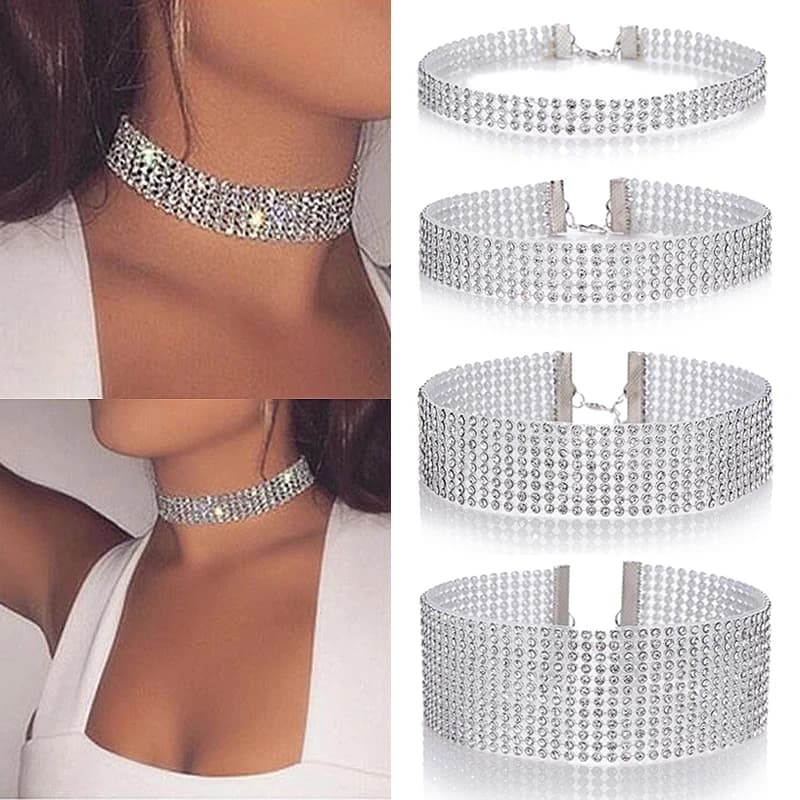 Collier ras du cou en cristal biscuits incrusté de documents pour femmes, accessoires de fête punk, 