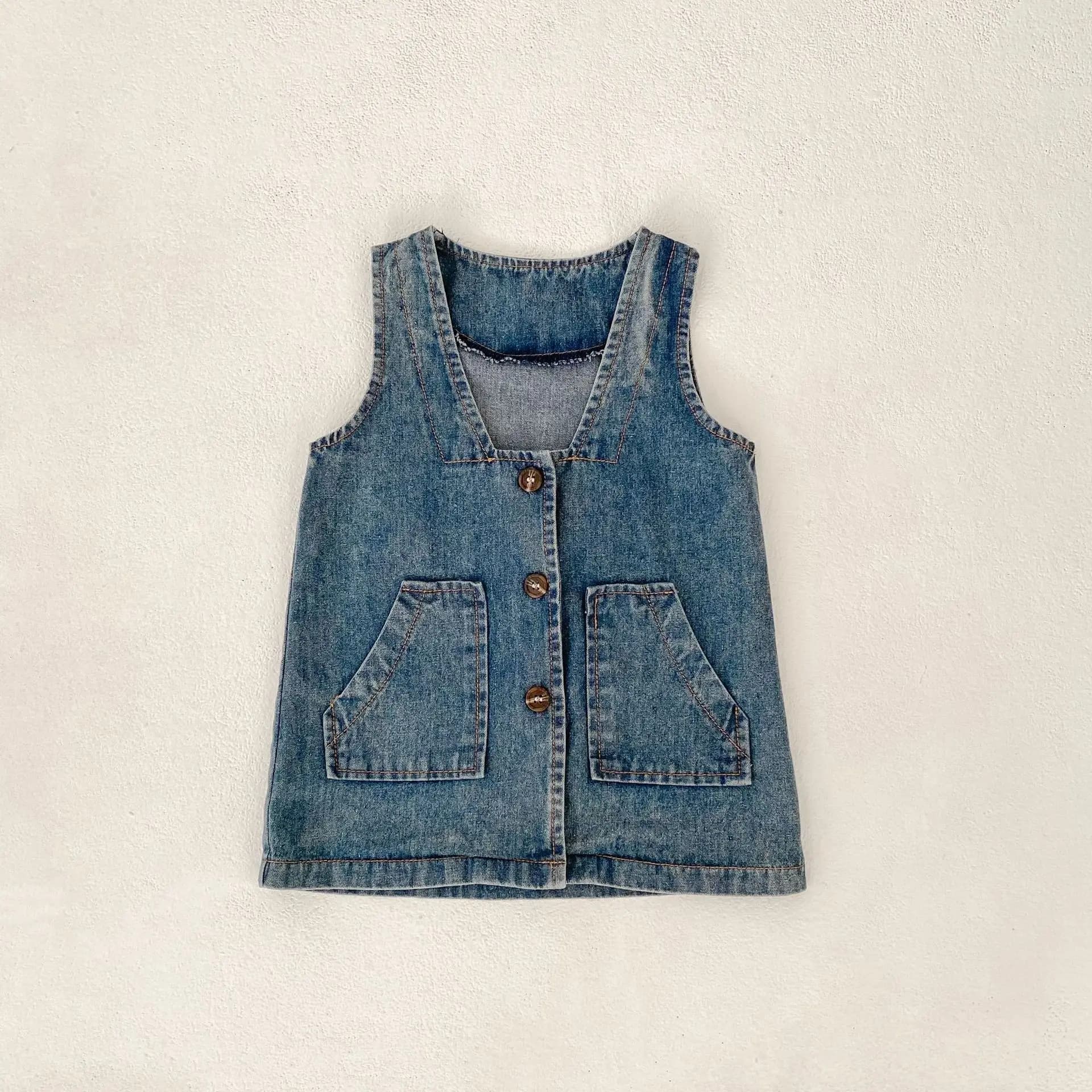 Nouvelle robe gilet en jean pour bébés filles, robe polyvalente 2025 pour filles, veste en jean à Do