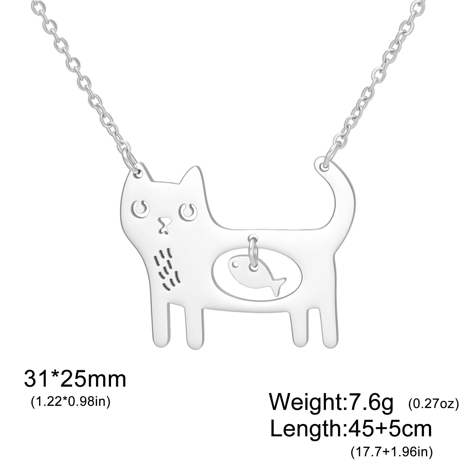 Jeshayuan – collier original chat et poisson, collier chat Kawaii, cadeau pour femmes, mignon petit 