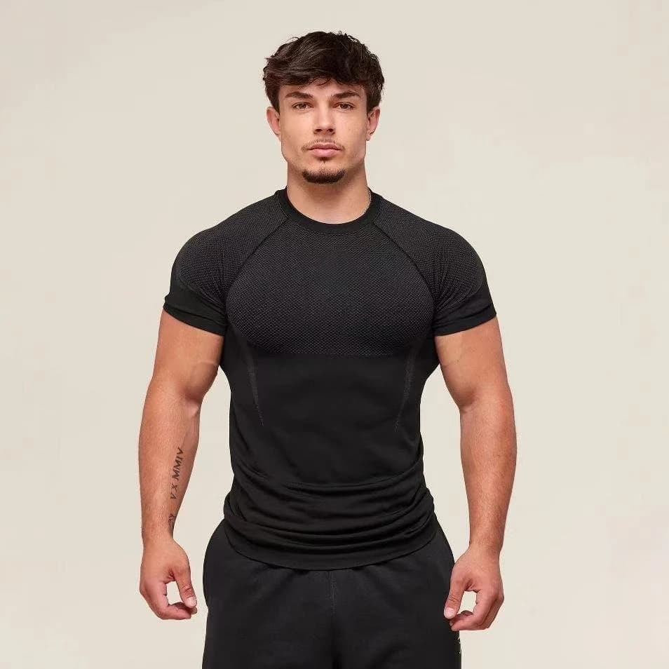 SHARK – T-shirt de fitness pour hommes, haut de gamme, GYM ONYX5.0, agate, haute élasticité, costume