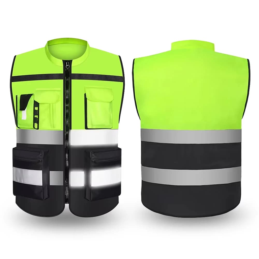 Gilets de sécurité bicolores avec LOGO personnalisé, avec poches et fermeture éclair, gilet de trava