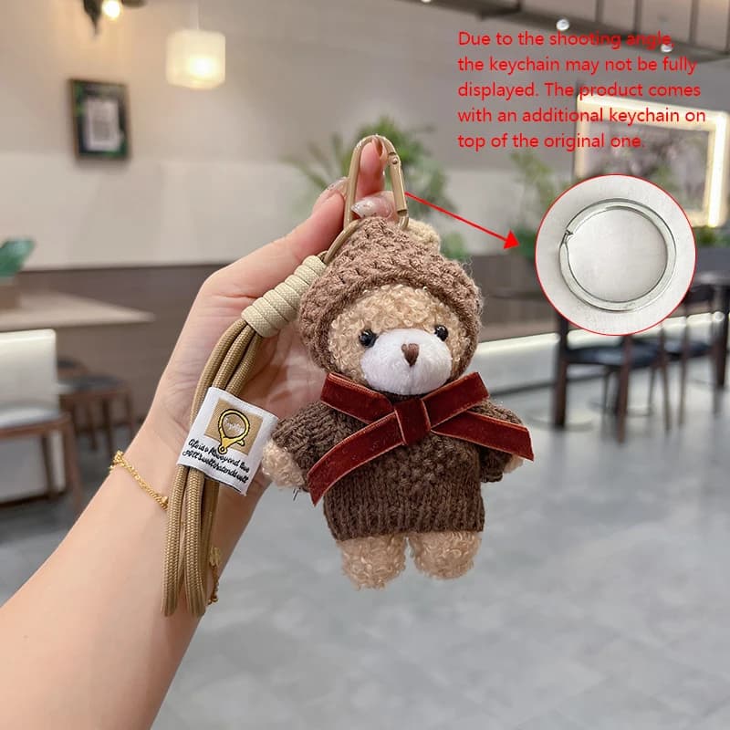 Ensemble de pulls créatifs à motif de dessin animé, porte-clés ours en peluche, pendentif de sac our