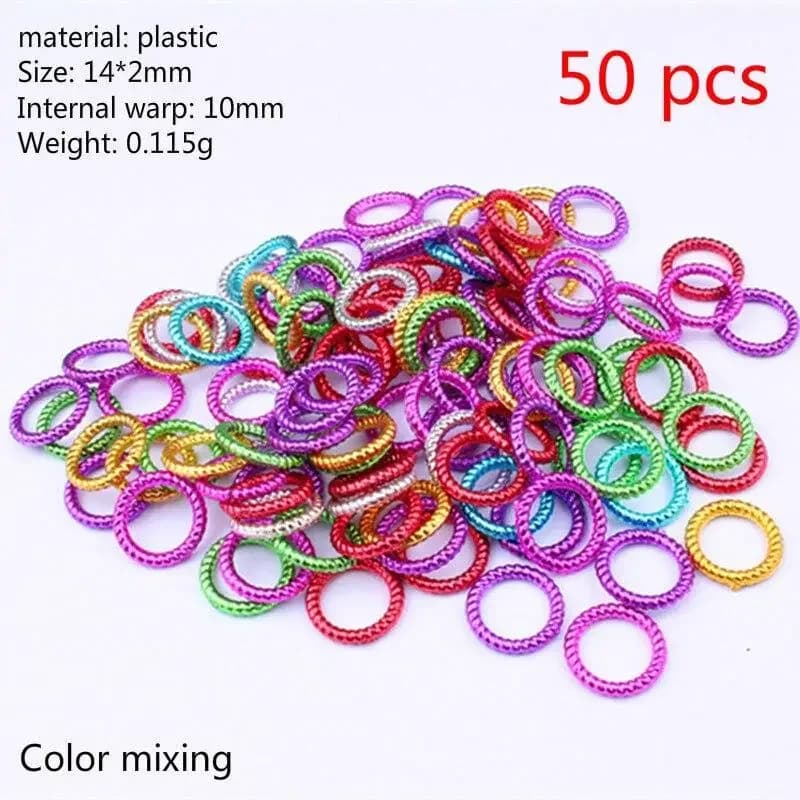 50 pièces/ensemble cheveux longs tresse perles pince à cheveux tresses coloré Dreadlock anneau perle