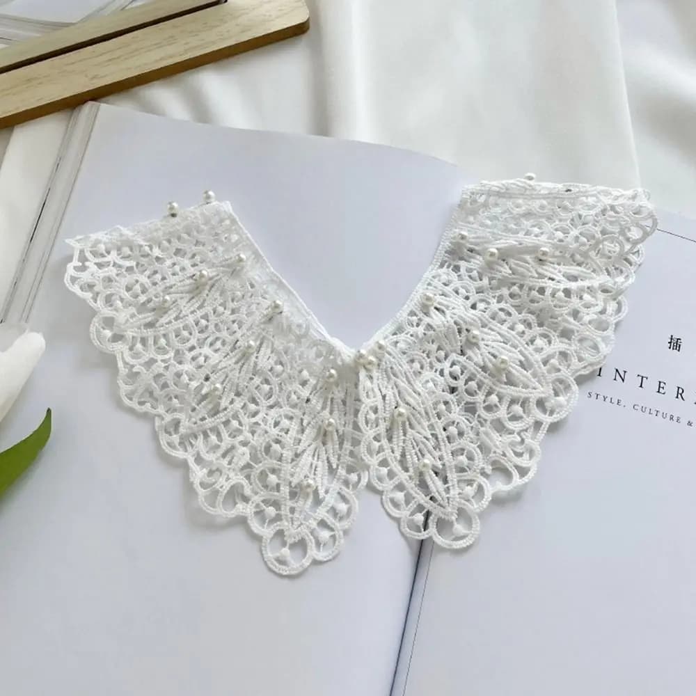 Faux col en dentelle avec perles, col de chemise, robe décorative, châle amovible, poignées initiées