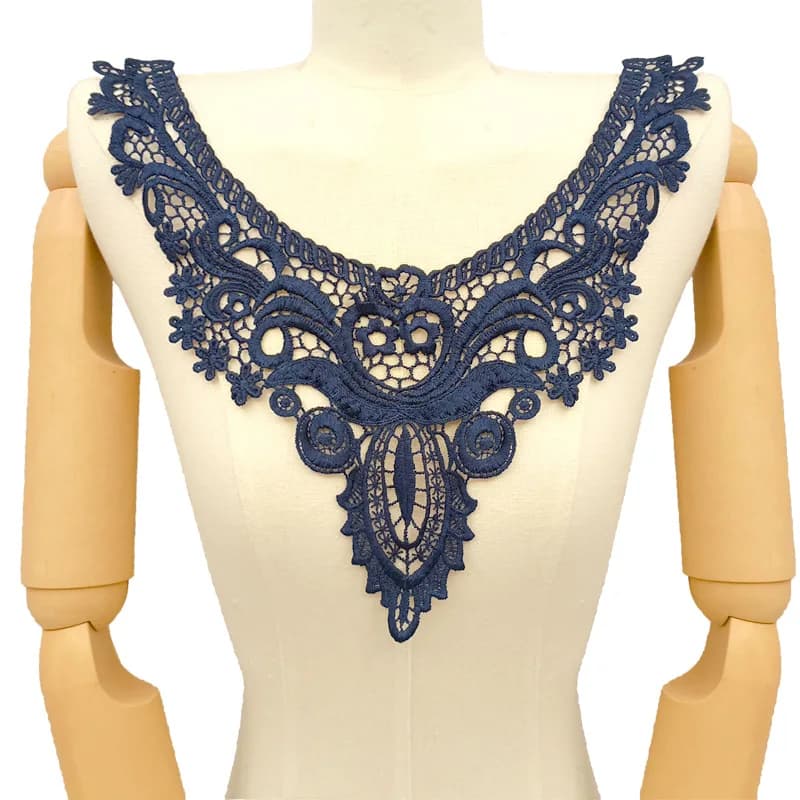 2 pièces brodé Polyester col détachable dentelle florale avant joug broche brodé Applique bricolage 