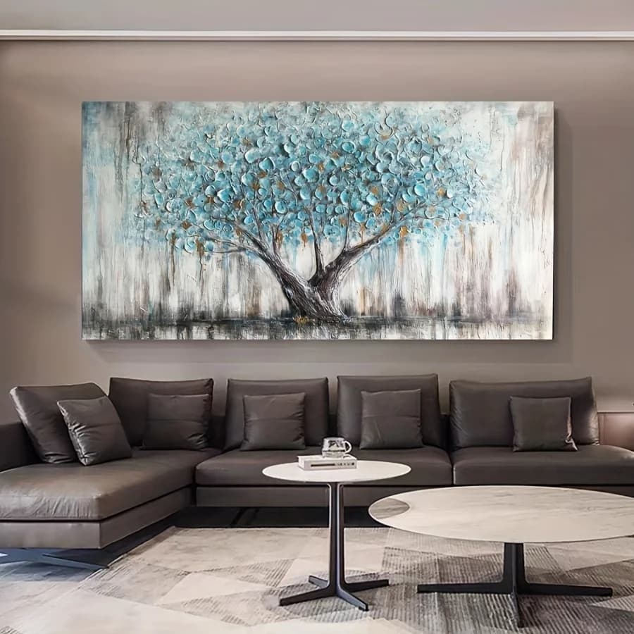 Arbre de Vie Abstrait Peinture Art, Turquoise Sans Cadre, Décoration Murale Moderne, Convient pour C