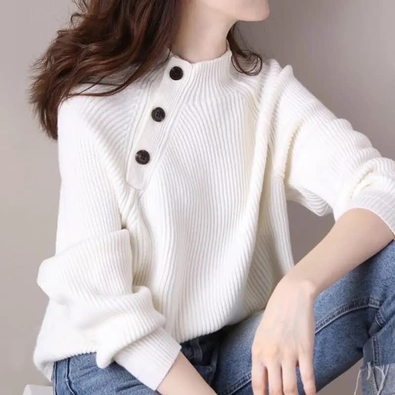 Pull marron à col roulé pour femme, ample, en tricot, léger, élégant, pour travailler l'hiver, tenda