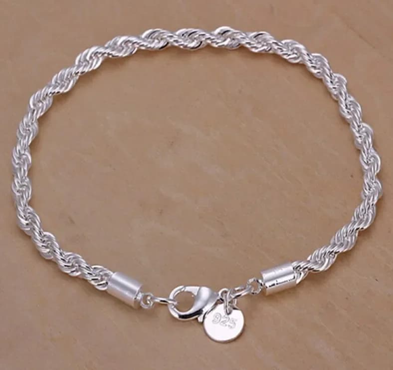 Bracelets en argent sterling 925, 4 mm, torsadés, pour femmes et hommes, mode minimaliste, bracelet 