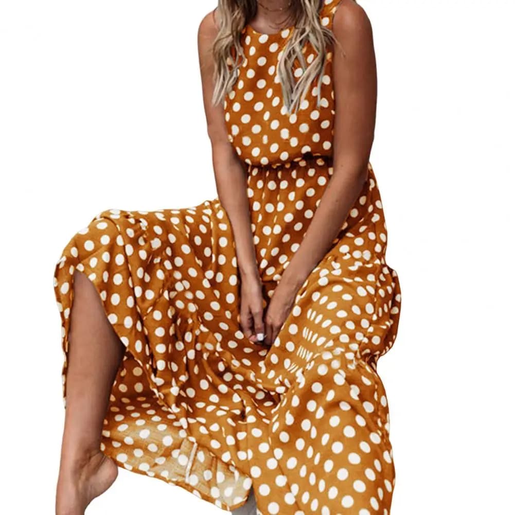 Robe longue pour femmes, pull Baggy, imprimé à pois, gilet, vêtements pour femmes, robes d'été, Stre