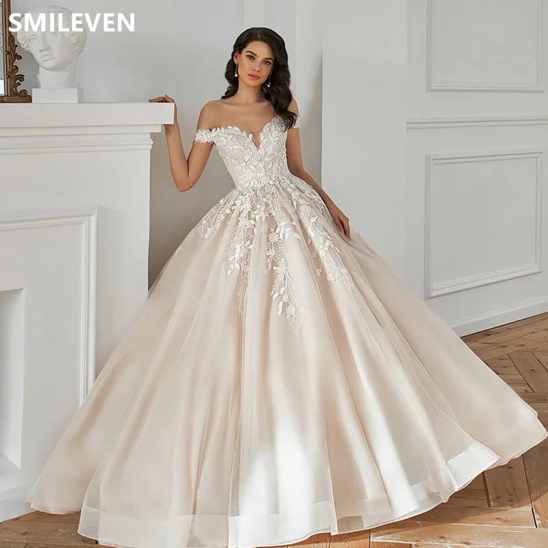 LORIE-Robe de Mariée en Dentelle à Col en V, Élégante, Brillante, Modeste, Personnalisée, 2025