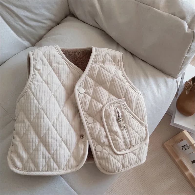 Gilet rétro en velours chaud pour enfants de 1 à 6 ans, manteau sans manches en coton polaire Double