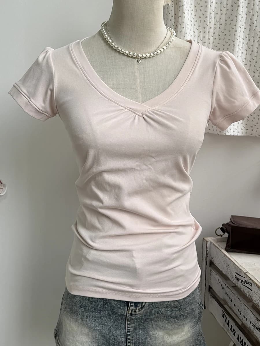 T-shirts blancs à col en V et boutons pour femmes, simples, polyvalents, décontractés, en coton, à m
