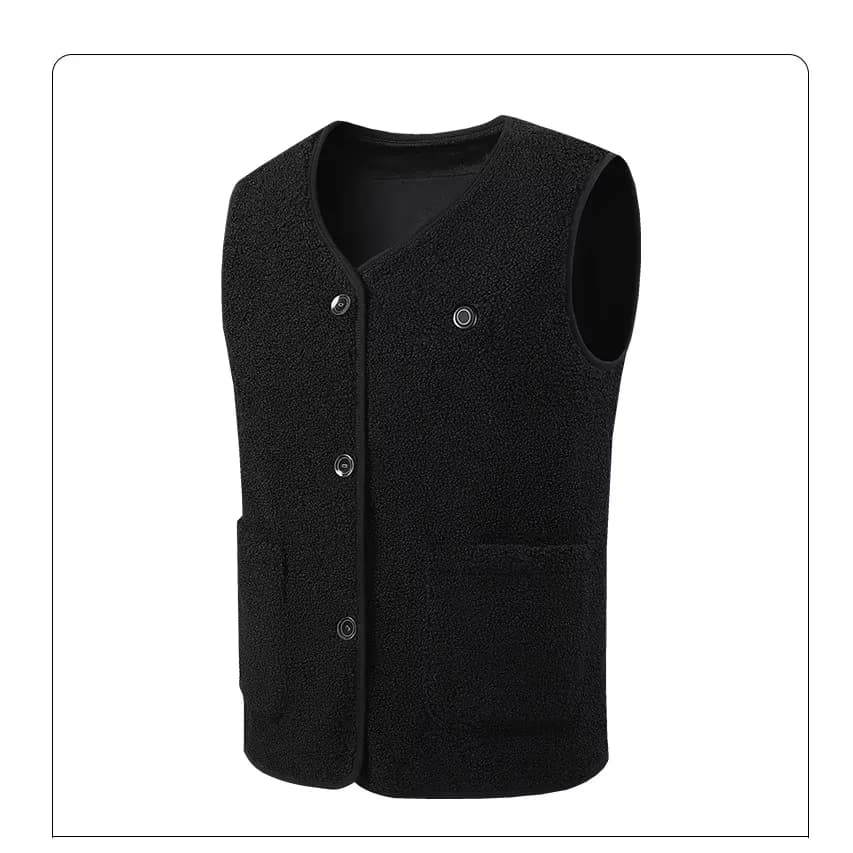 Gilet chauffant en velours Teddy, 16 zones, col en v, pour hommes et femmes, gilet de contrôle de te