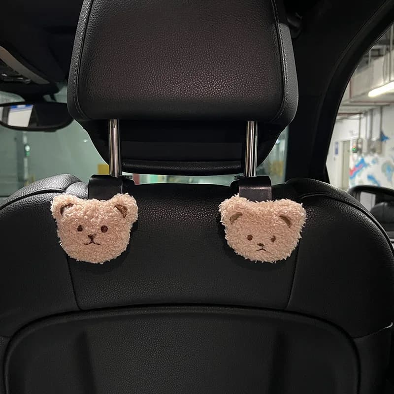 Crochets de dossier de siège de voiture d'ours de dessin animé mignon, stockage de véhicule, repos d