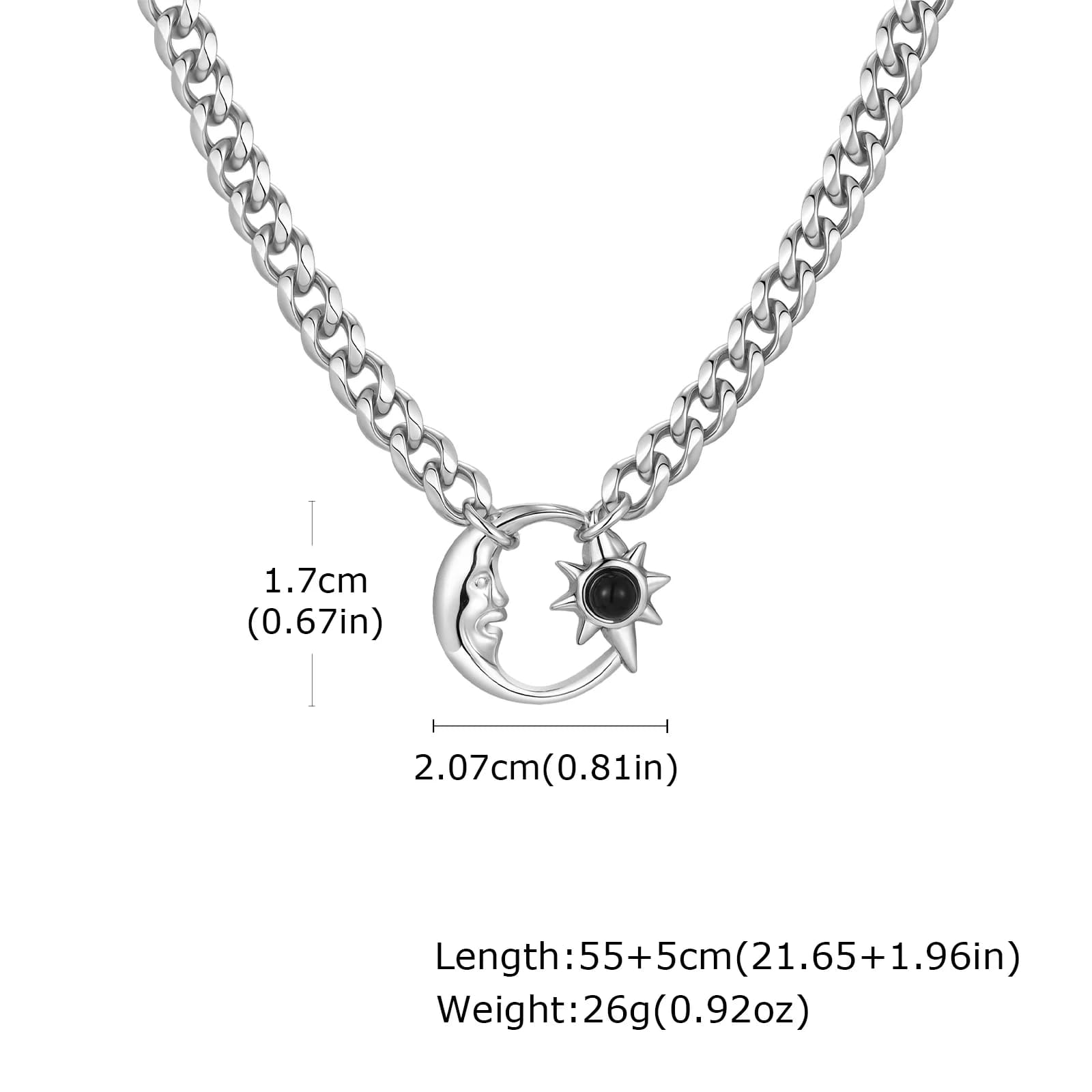Collier à pendentif creux étoile de lune à la mode pour hommes, colliers en acier inoxydable moulé à