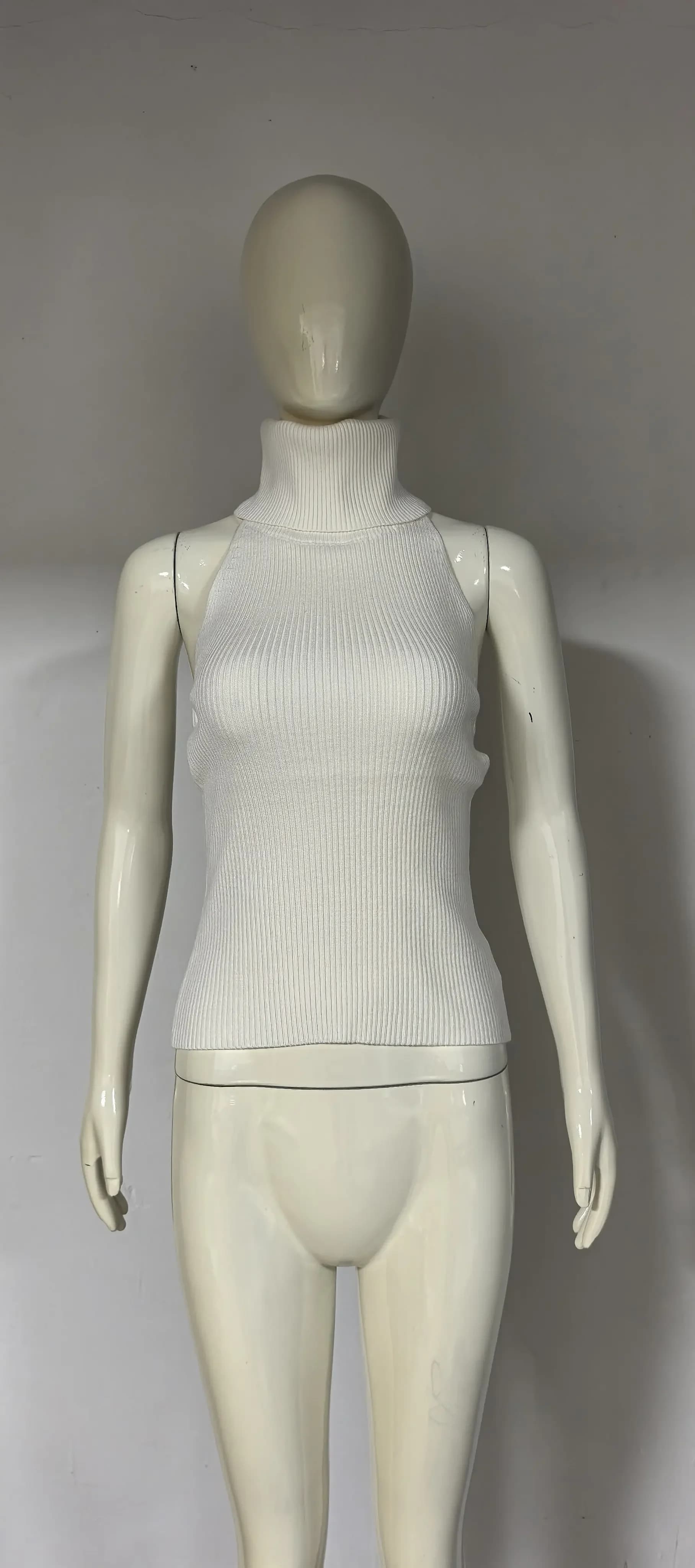 Gilet tricoté dos nu pour femmes, col licou, épaules dénudées, col roulé, manches longues, châle, pu