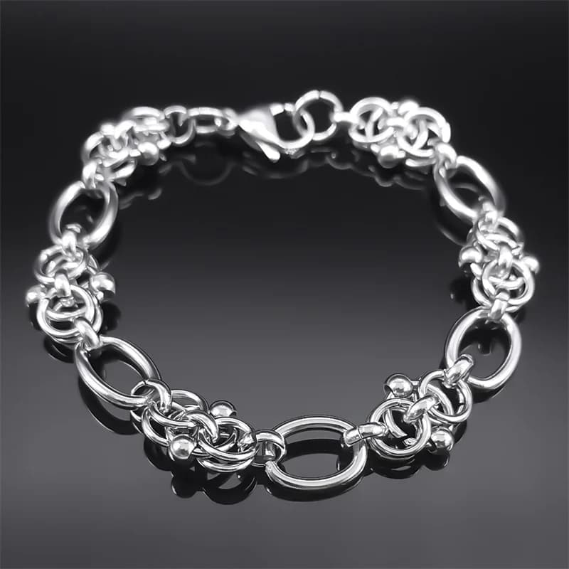 Collier chaîne gothique avec nœud d'épines pour hommes et femmes, en acier inoxydable, couleur argen