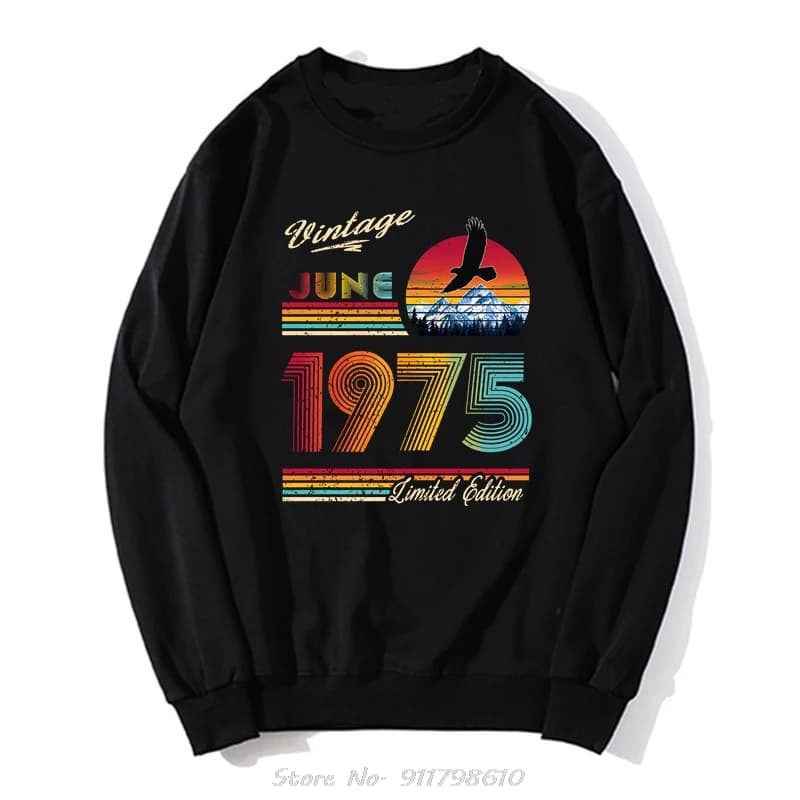 Sweat à capuche à col rond imprimé juin rétro, sweat-shirt graphique, streetwear respirant, pull UNI